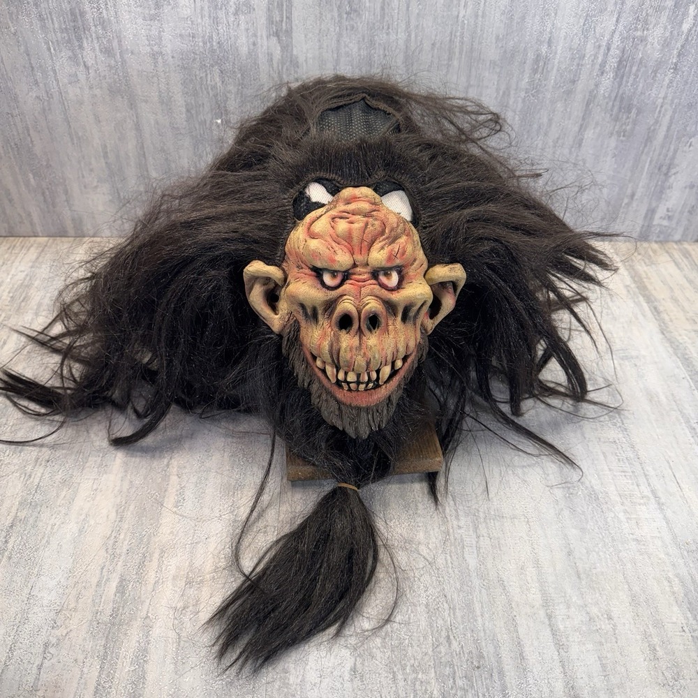 Vtg 2003 Halloween Mask YETI Chimpanzee Troll Ape Hair Beard Paper Magic Group